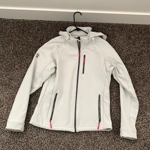 White jacket with gray lining